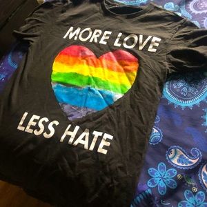 Rainbow more love less hate tee // black T-shirt